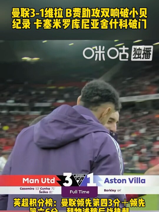 曼联3-1力克维拉积分榜领跑 卡塞米罗留队呼声高
